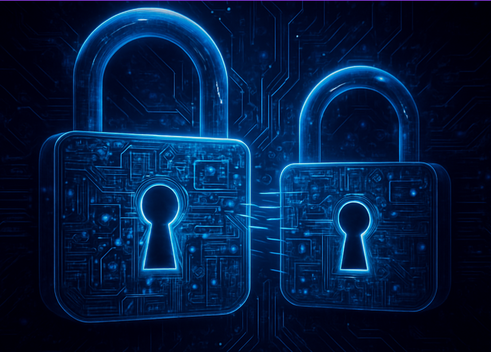2 locks protecting each other - representing Evidence Platform such as ReARM and CI/CD system such as GitHub Actions Protecting each other