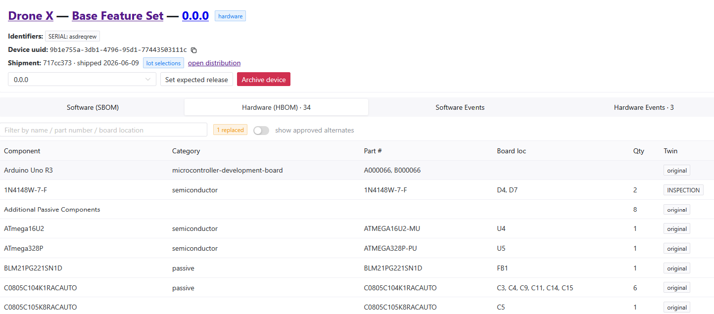 SCREENSHOT 9: distribution page, HBOM + replacements
