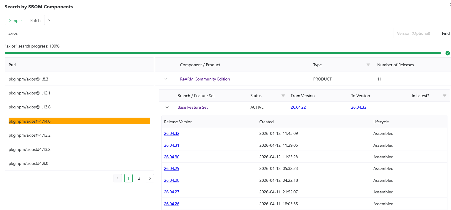 SCREENSHOT 2: dependency search results across portfolio